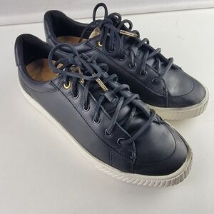 Sperry Top Sider Women Anchor 7.5 Navy Leather Lace Up Low Top Sneakers Shoes